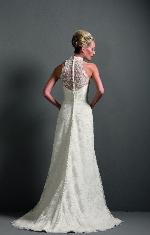 Orifashion HandmadeModest High Collar Lace Wedding Dress BO071